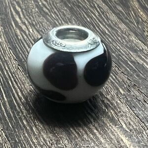 Murano Charm Cow Pattern Brown & White 925 B26